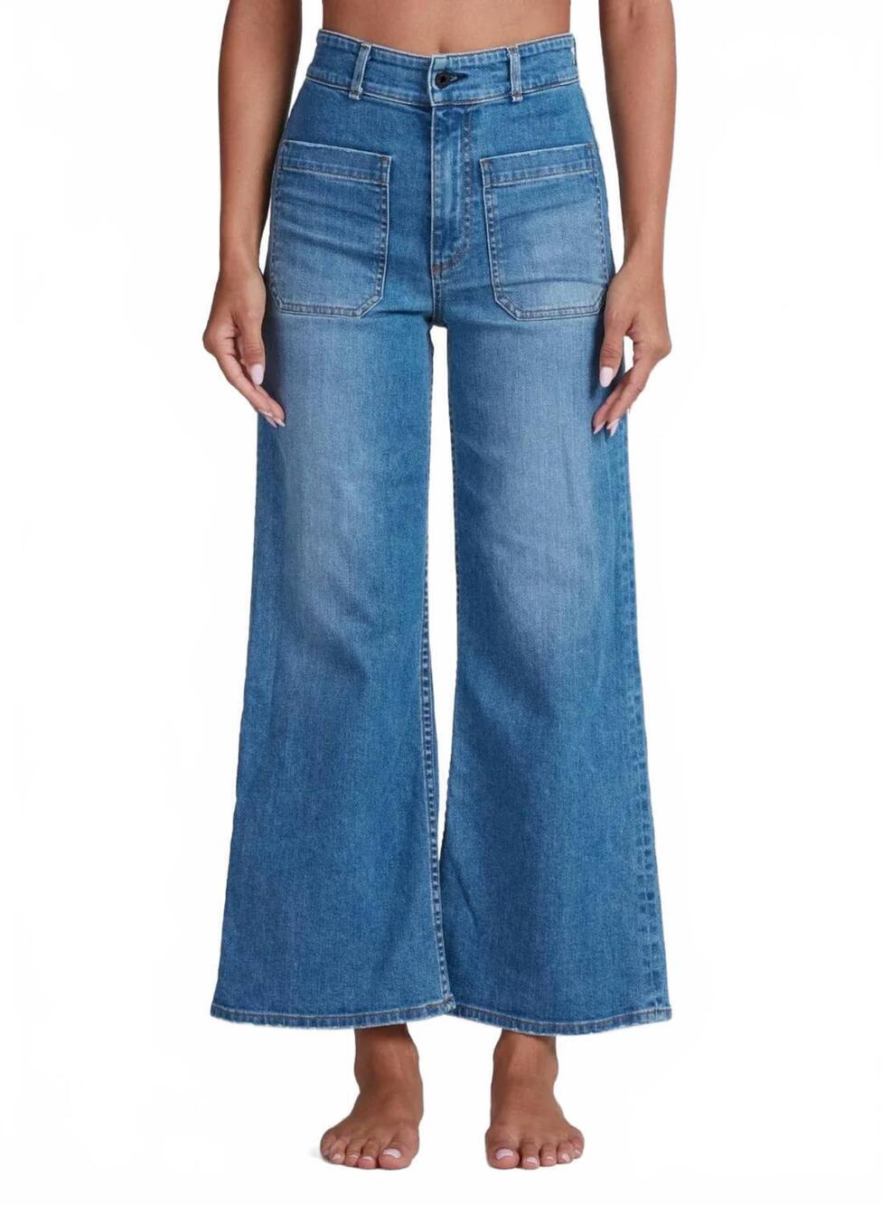 NEW ASKK NY cropped sailor jean in starboard